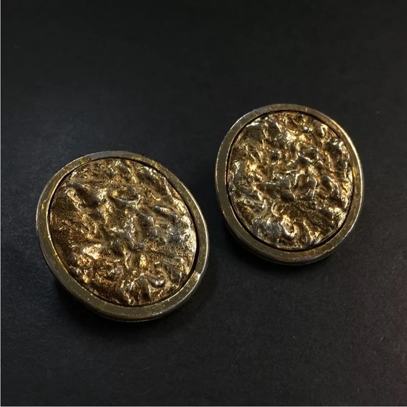 Yves Saint Laurent Oval Gold Tone Earrings - Picture 2 of 8